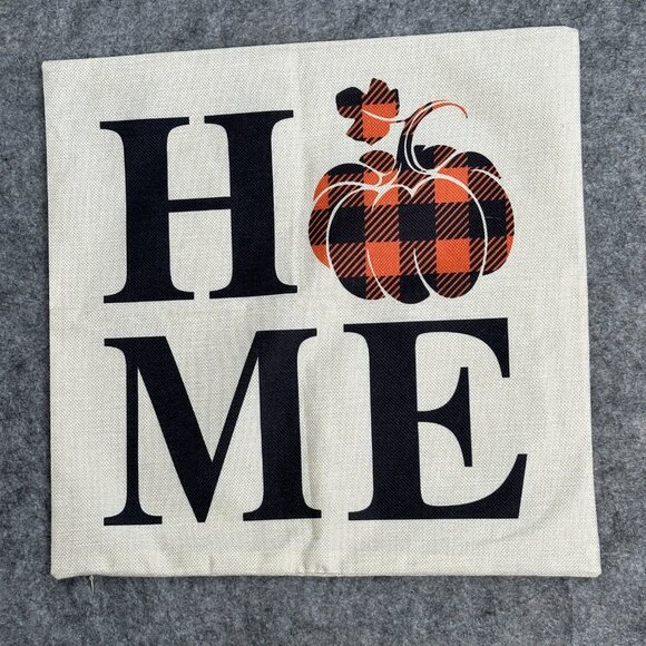 Fall Pillow Covers 18x18 (approx)- Set of 4 Farmhouse Buffalo Plaid Pumpkin Home - Picture 6 of 9